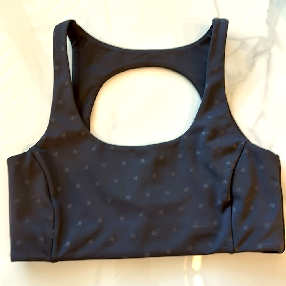 Tone on tone, gray sports bra with stars